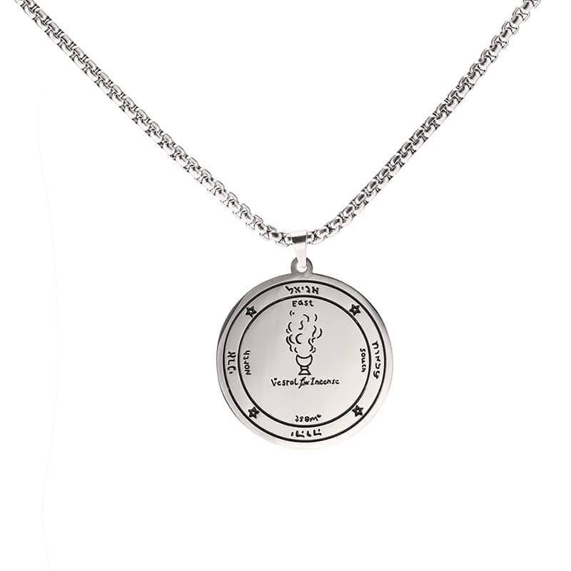 TEAMER Gold Stainless Steel Key of Solomon Pendant Necklace - Wiccan Talisman Jewelry for Men and Women