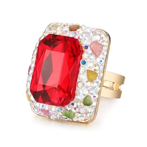 HZMAN Retro Antique Rhinestone Ring for Women Gold Plated Cubic Zirconia Jewelry Gift