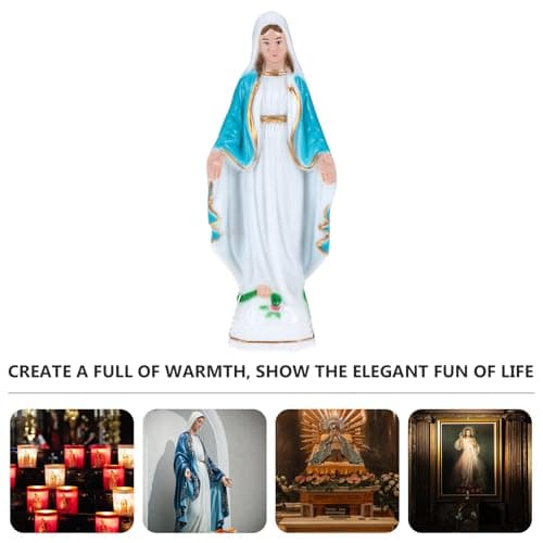PRETYZOOM Virgin Mary Statue - 6" Blue Plastic Home Decoration