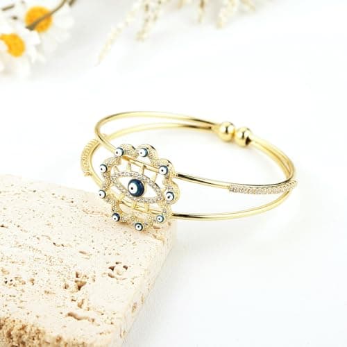 HZMAN Evil Eye Dainty 18K Gold Plated Women's Adjustable Bracelet Jewelry Gift