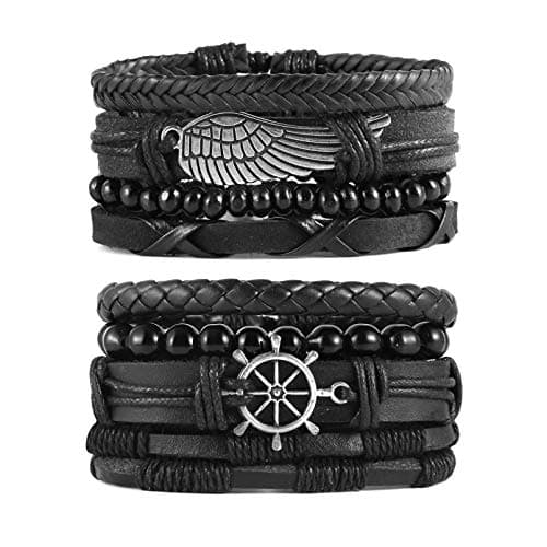 STWTR Mix 8 Wrap Bracelets Hemp Cords Wood Beads
