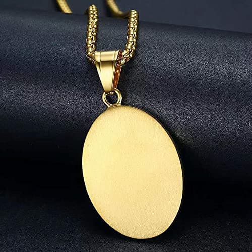 Gold Plated Virgin Mary Necklace 24in Chain for Men & Women