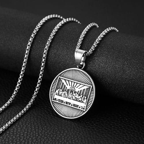 HZMAN Stainless Steel Last Supper Necklace for Men