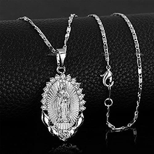 AOASK Women's Crystal Rhinestone Virgin Mary Pendant Necklace