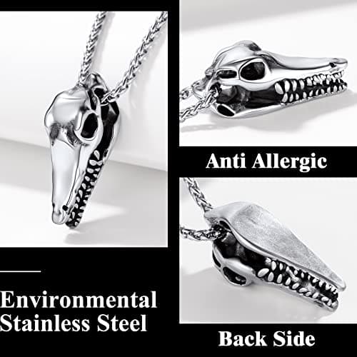 Richsteel Men's Crocodile T-Rex Skeleton Punk Jewelry