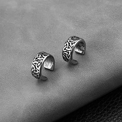 Celtic Knot Ear Cuff Earrings Stainless Steel Clip On Retro Knot Pattern Jewelry Gift for Men Women