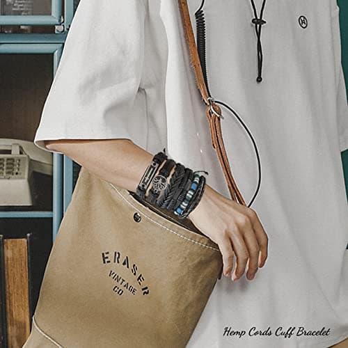 JEWPARK Woven Ethnic Braided Leather Bracelets Set for Men & Women