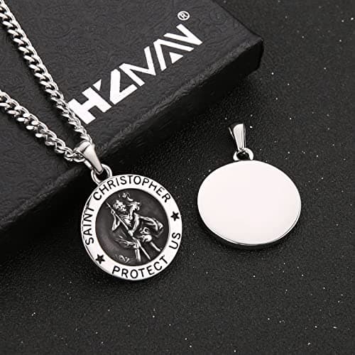 HZMAN Stainless Steel Christian Religious Pendant Necklace Gift