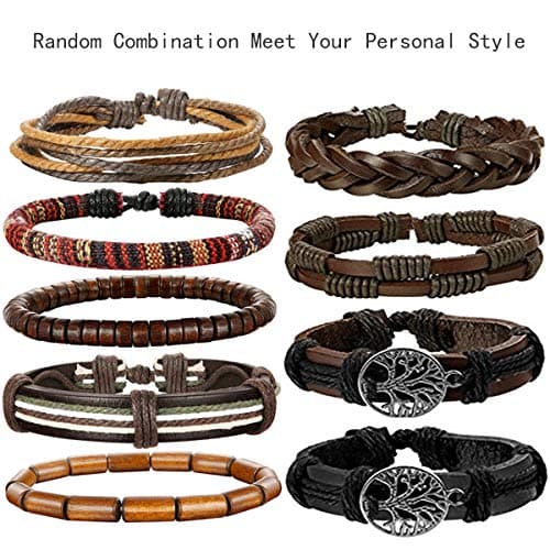 24-Piece Woven Leather Bracelet Set for Men and Women