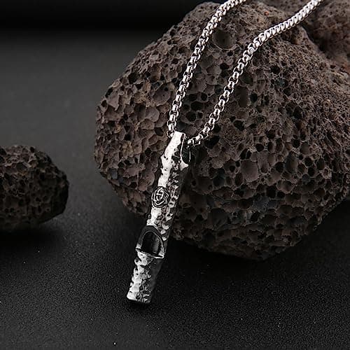 HZMAN Retro Gothic Wolf Whistle Necklace for Adults Outdoor Survival and Dog Training