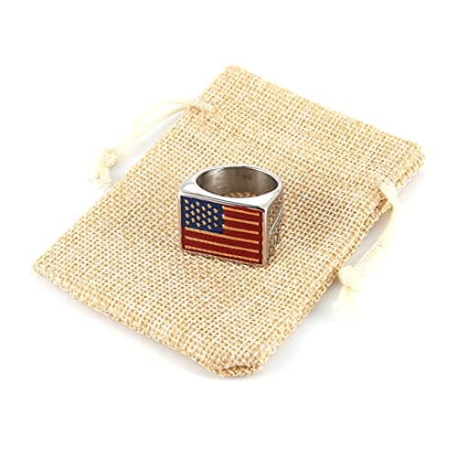 American Flag Stainless Steel Ring for Men with Gift Box Size 8-13