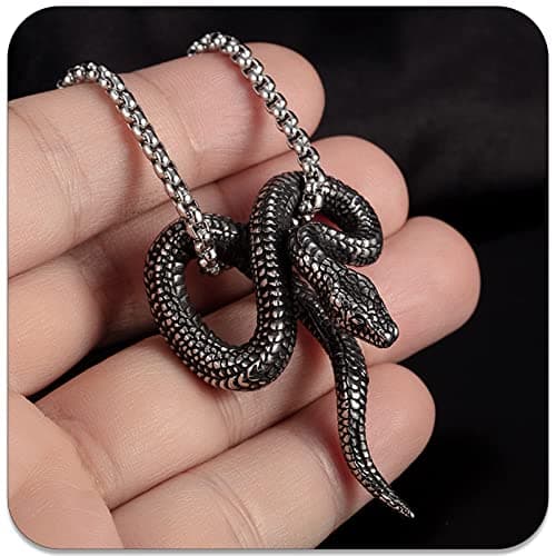 Stainless Steel Snake Pendant Necklace by PEAS Punk Jewelry