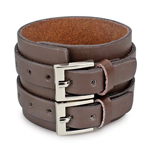 Casoty Punk Rock Leather Cuff Bracelets for Men and Women