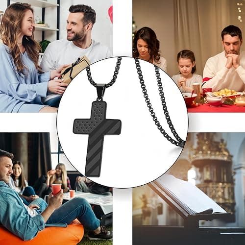 Premium Men's REGIS Cross Necklace with 24-Inch Lord's Prayer Pendant