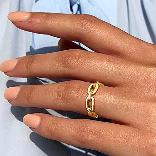 VNOX 18K Gold Plated Silver Stainless Steel Cufflink Ring for Women