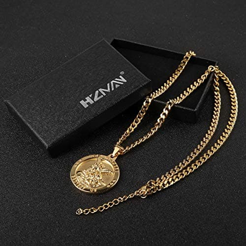 Stainless Steel Archangel St Michael Medal Pendant Necklace