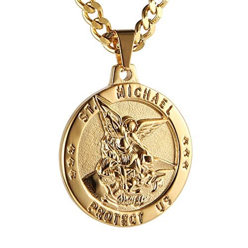 Stainless Steel Archangel St Michael Medal Pendant Necklace