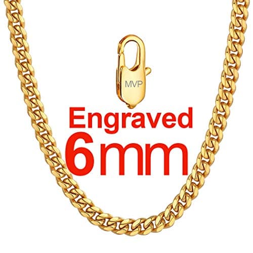 Men's Chunky Miami Cuban Chain Necklace with Custom Options - Available in Various Widths and Lengths, Gold Plated, Stainless Steel, or Black - Comes with Gift Box
