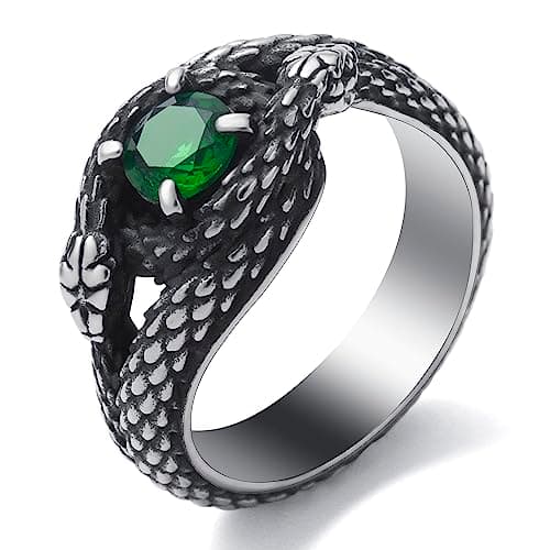 Stainless Steel Gothic Punk Snake Ring for Men Size 8-13