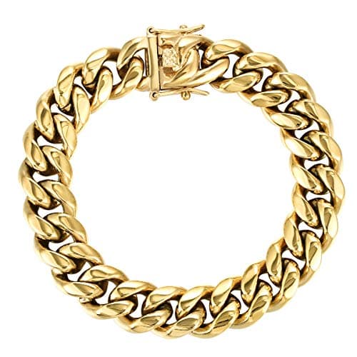 Mens Heavy Miami Cuban Link Chain 14k Gold Plated Choker Necklace/Bracelet