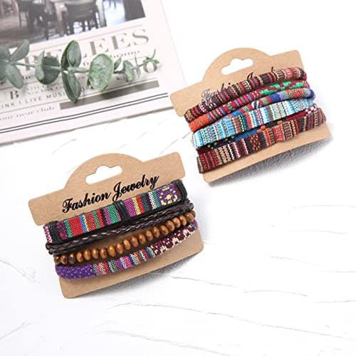 HZMAN Mix 6 Ethnic Bracelets for Men and Women