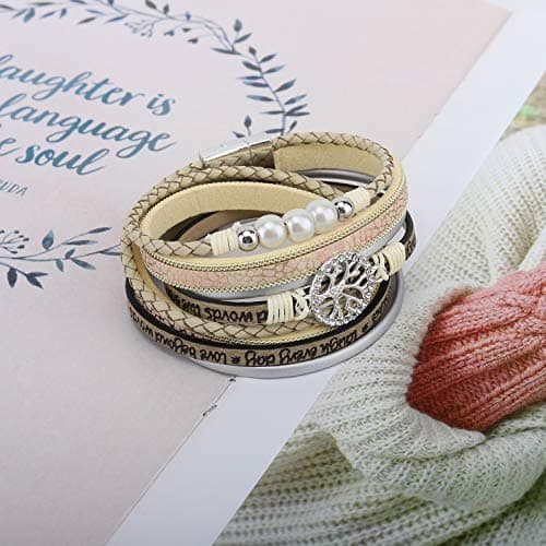 Emibele Layered Rivet Leopard Bohemian Bracelet for Women