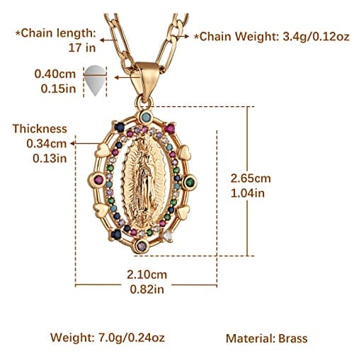 14K Gold Plated Virgin Mary Necklace
