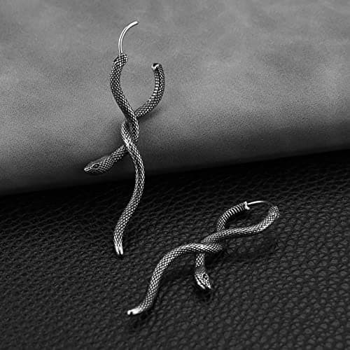 Snake Earrings Stainless Steel Retro Gothic Punk Hoop Earring Biker Party Jewelry Gift