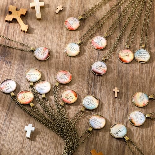 Remuuly Christian Mother's Day Necklace - Bible Verse Faith Gift Jesus Cross Pendant