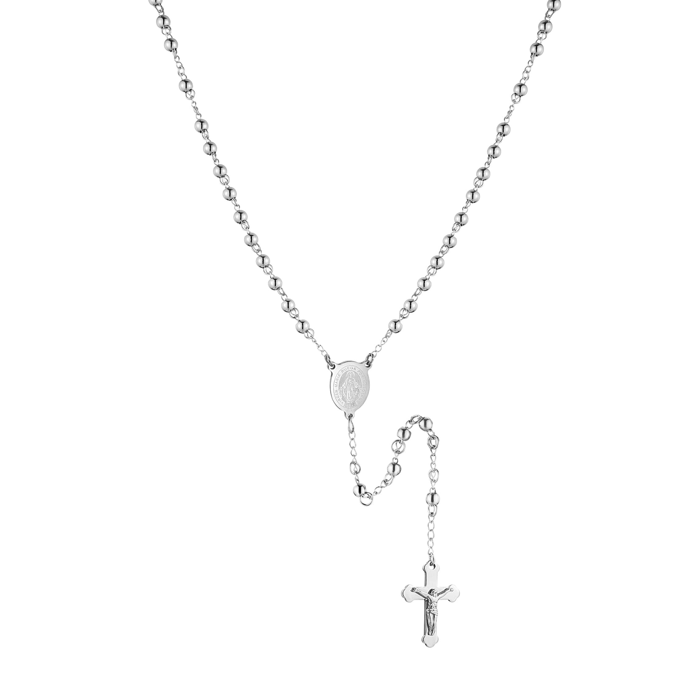 Women's Stainless Steel Rosary Cross Necklace