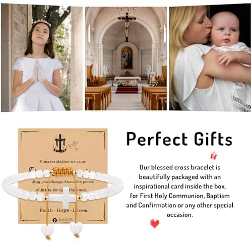 Smilelife Inspirational Cross Bracelet & Blessing Card for Boys & Girls, Easter & Communion Gift
