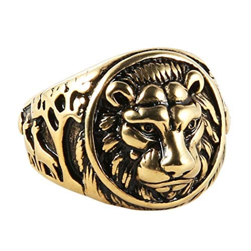 HZMAN Lion Head Shield Biker Ring