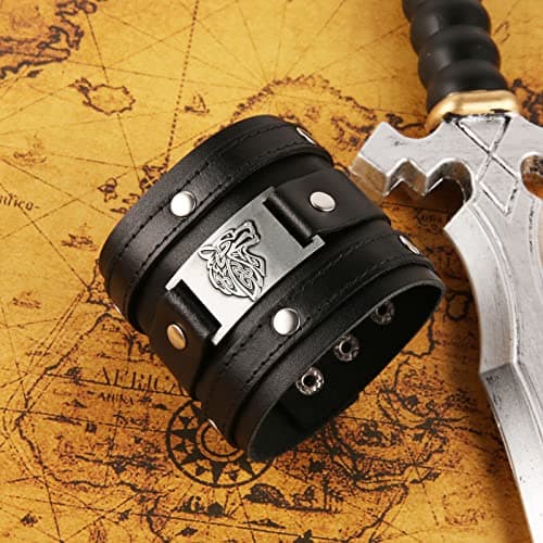 Men's Viking Style Leather Cuff Bracelet