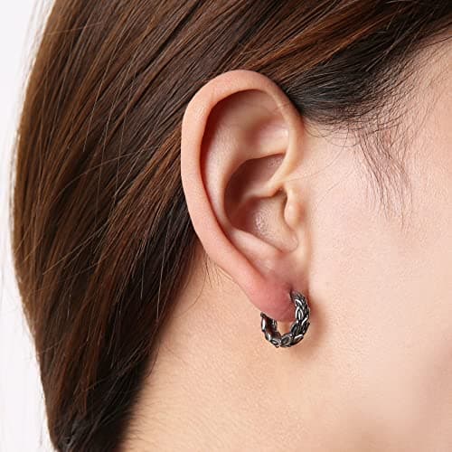 HZMAN Dragon Scale Hoop Earrings - Vintage Gothic Punk Jewelry for Men & Women