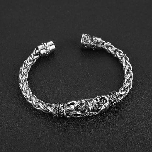 HZMAN Men's 8.0 Inch Gothic Stainless Steel Wheat Chain Link Bracelet