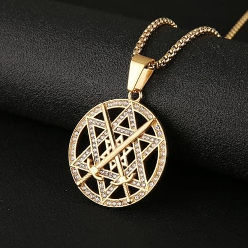 Men's Stainless Steel Seal of Solomon Hexagram Necklace