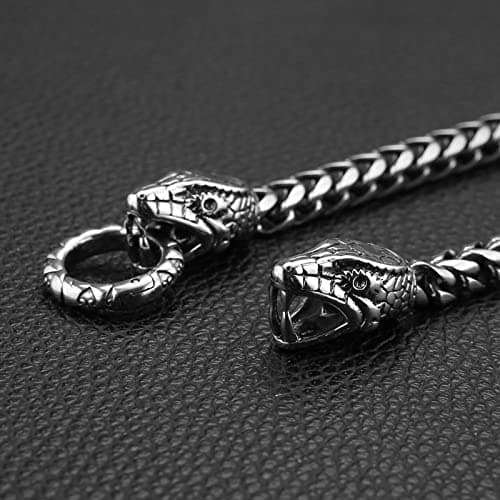 Retro Dragon Head Bracelet Stainless Steel Gothic Punk Black Dragon Bangle Cuban Chain Link Bracelet Biker Party Jewelry Gift