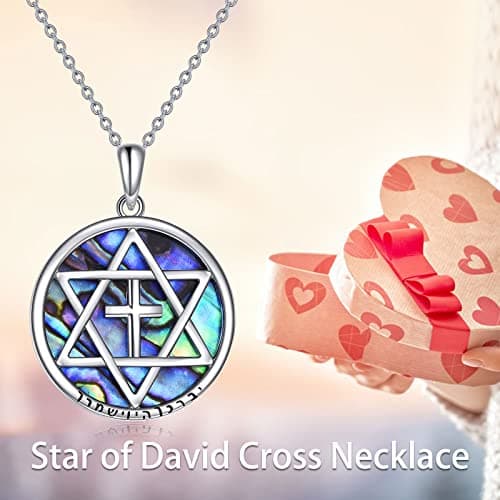 DAYLINLOVE Sterling Silver Star of David & Cross Necklace - Jewish & Christian Jewelry