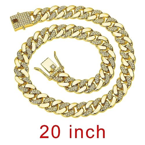 JUNVirtuous Women's Cuban Link Chain Necklace with Bling and Diamond Jewelry