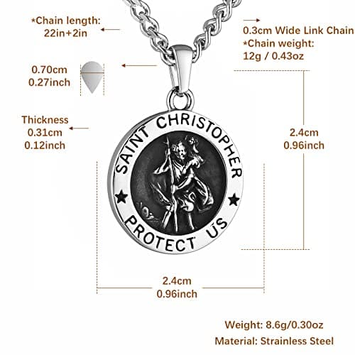 HZMAN Stainless Steel Christian Religious Pendant Necklace Gift