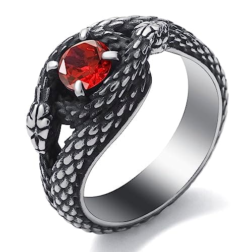 Stainless Steel Gothic Punk Snake Ring for Men Size 8-13