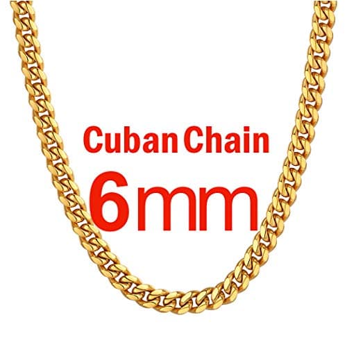 Men's Chunky Miami Cuban Chain Necklace with Custom Options - Available in Various Widths and Lengths, Gold Plated, Stainless Steel, or Black - Comes with Gift Box