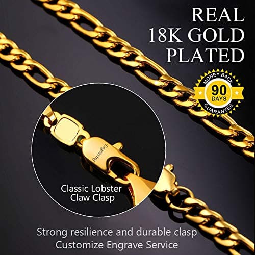 Figaro Chain Necklace - 3mm-9mm Stainless Steel, 18K Gold Plated, 16"-30"