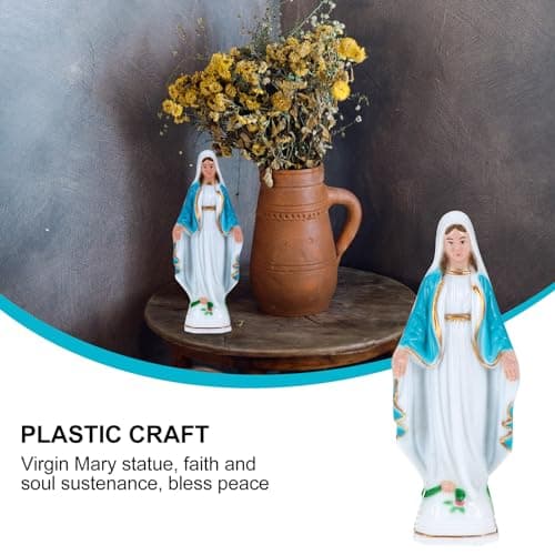PRETYZOOM Virgin Mary Statue - 6" Blue Plastic Home Decoration