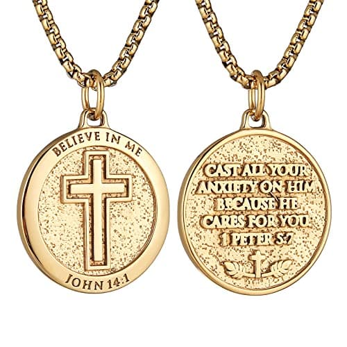 Bible Verse Necklace for Men and Women: Stainless Steel Pendant Gift