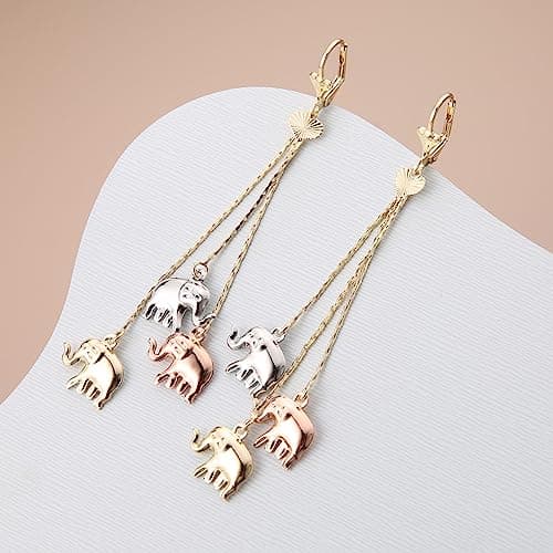 Elephant Dangle Drop Earrings for Women and Girls