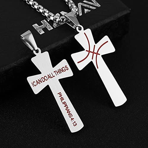HZMAN I CAN DO ALL THINGS STRENGTH Bible Verse Basketball Pendant Necklace
