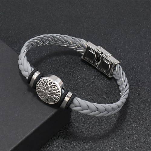 Family Tree of Life Braided Leather Cuff Bracelet for Men and Women