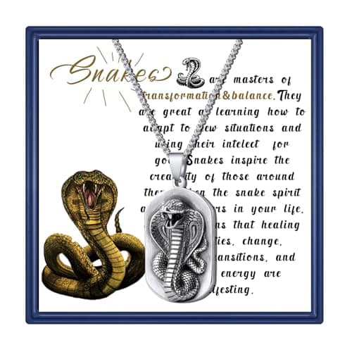 MollyQueen Stainless Steel Snake Necklace for Men and Women - Punk Jewelry