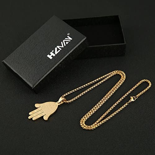 HZMAN Khamsah Stainless Steel Egyptian Eye Pendant Necklace for Success and Protection